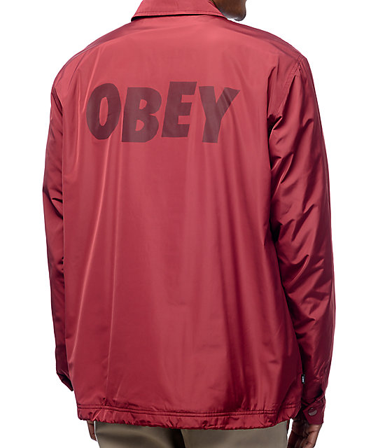 Obey Baker Graphic Burgundy Coaches Jacket at Zumiez : PDP