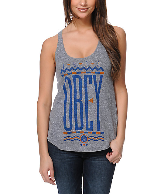 Obey Colours Heather Grey Tank Top Zumiez