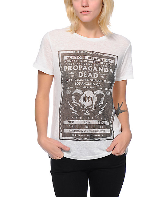 Obey Concert Ticket Natural White Back Alley TShirt Zumiez
