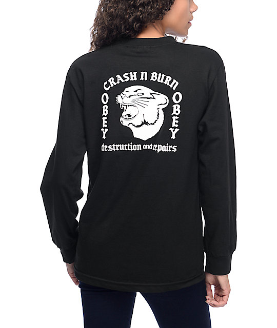 Obey Long Sleeve with Hooded Flannel and Black Skinny Jeans Zumiez