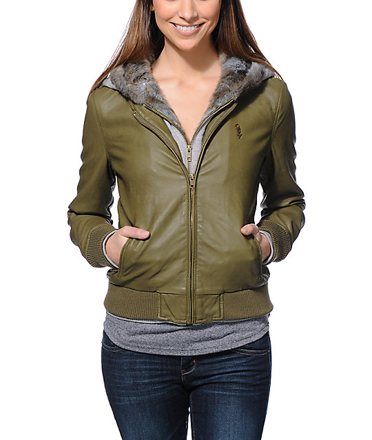 Obey Danger Zone Green Hooded Faux Leather Jacket At Zumiez Pdp Obey Danger Zone Green Hooded Faux Leather Jacket