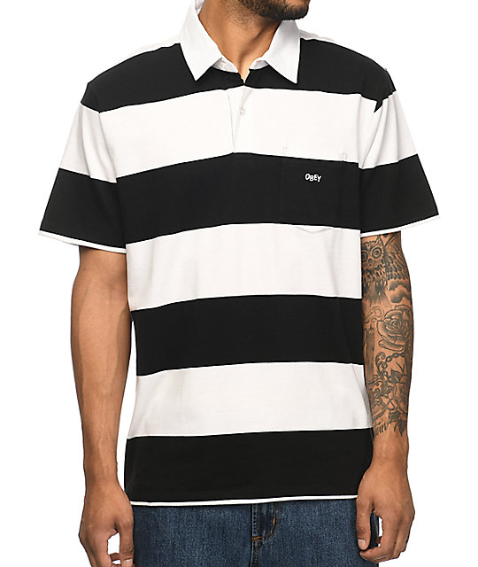 Obey Eastcoast Striped Polo T Shirt _273951 front US