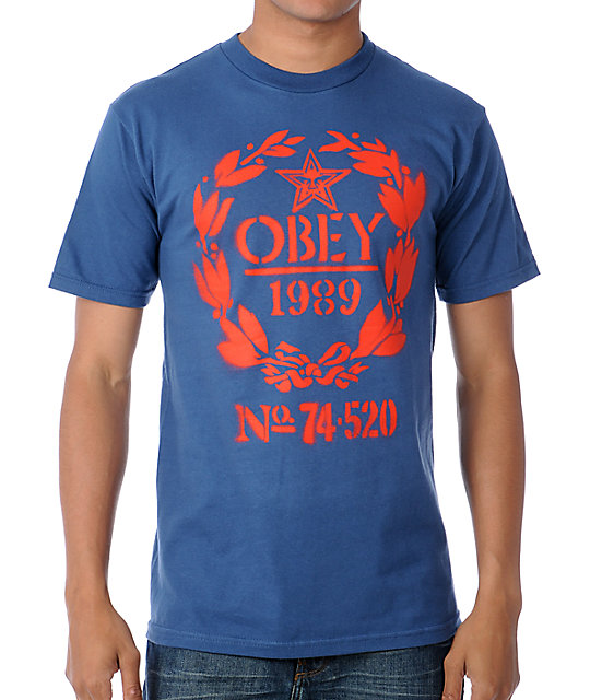 obey shirt blue