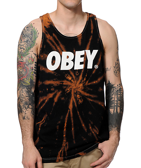 Obey Font Bleach Spiral Tank Top Zumiez