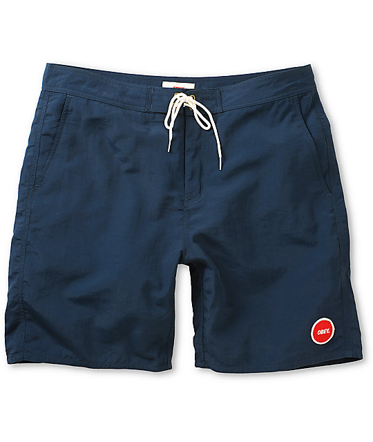 Obey Inlet Navy Blue Board Shorts Zumiez