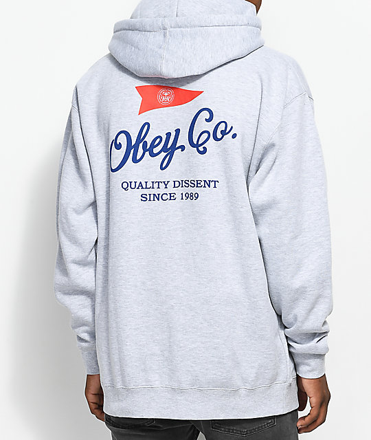 Obey Nautical Heather Grey Hoodie Zumiez