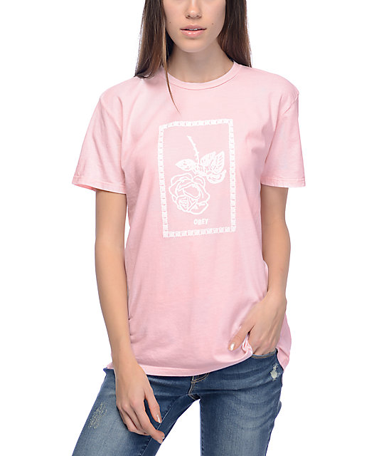 Obey Nobodys Flower Pink T-Shirt | Zumiez