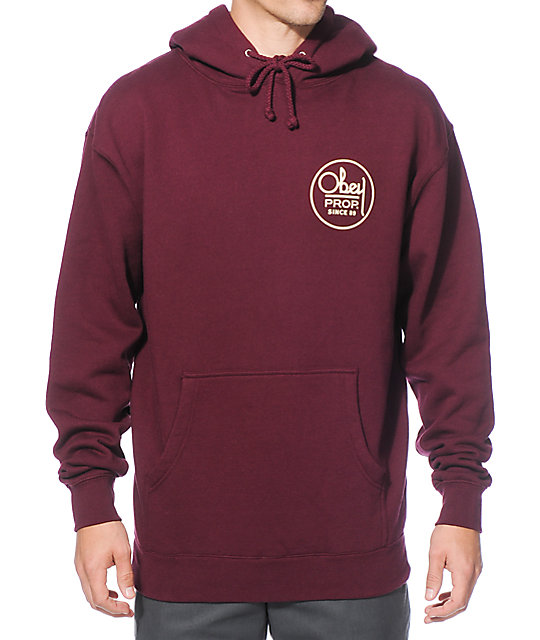 burgundy obey hoodie