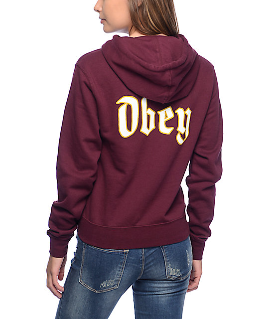 Burgundy obey hoodie Clearance