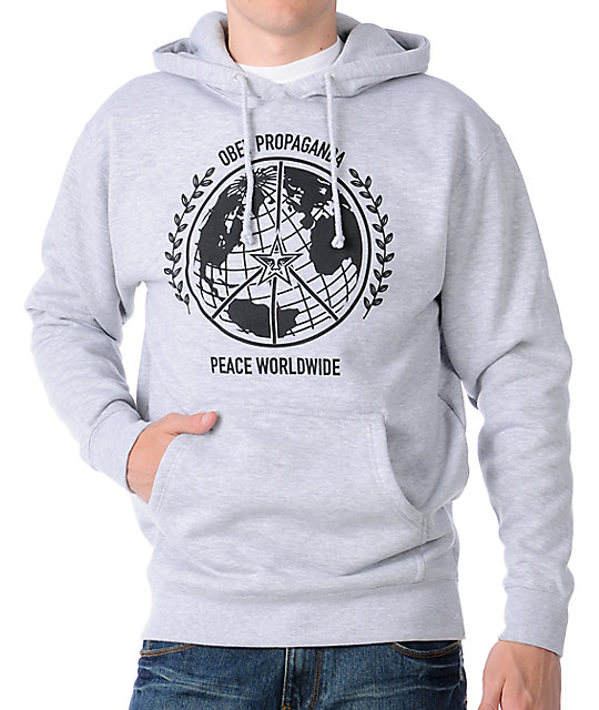 Obey Peace Worldwide Heather Grey Mens Hoodie | Zumiez