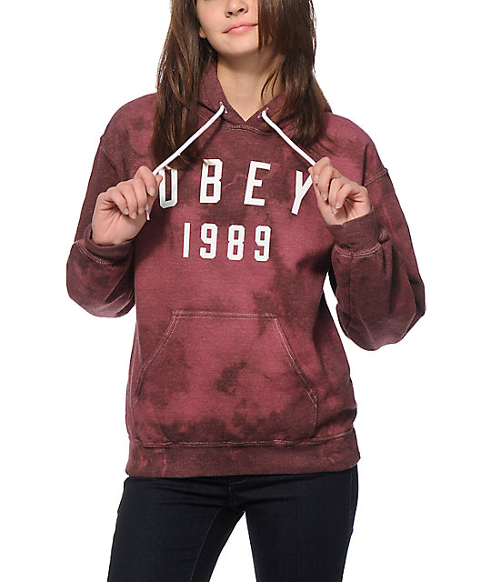 Obey Phys Ed Burgundy Tie Dye Hoodie | Zumiez