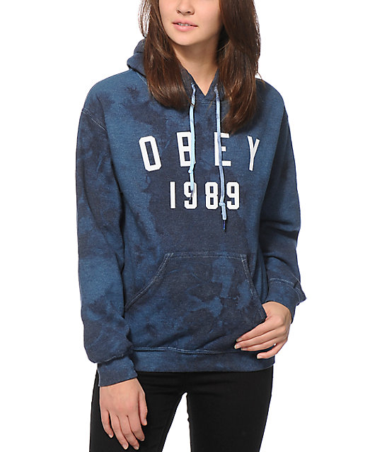 Obey Phys Ed Indigo Tie Dye Hoodie Zumiez