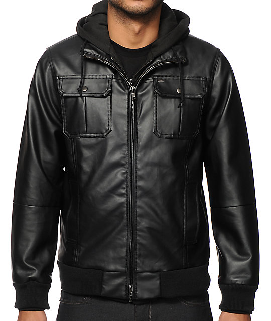 OBEY dewey faux leather jacket