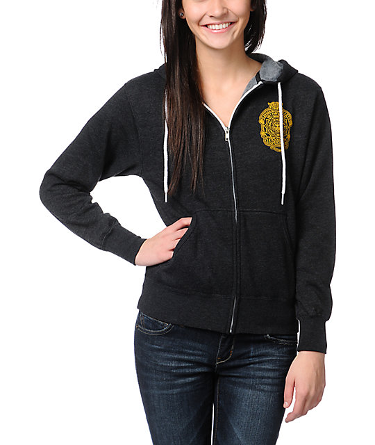 Obey Savage Beast Charcoal Grey Zip Up Hoodie Zumiez