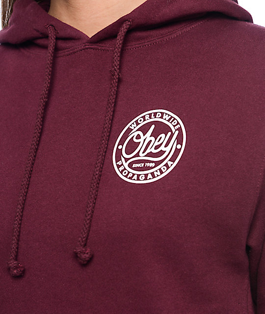 Obey Since 1989 Burgundy Hoodie | Zumiez