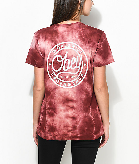 Obey Since 89 Burgundy Tie Dye TShirt Zumiez