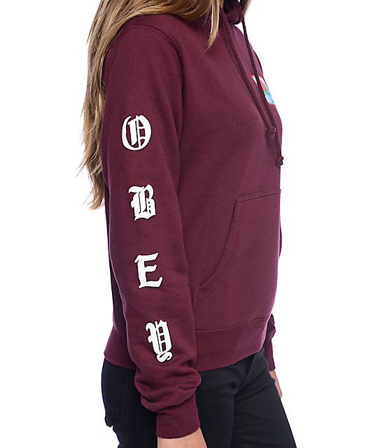Obey Spider Rose Burgundy Hoodie | Zumiez