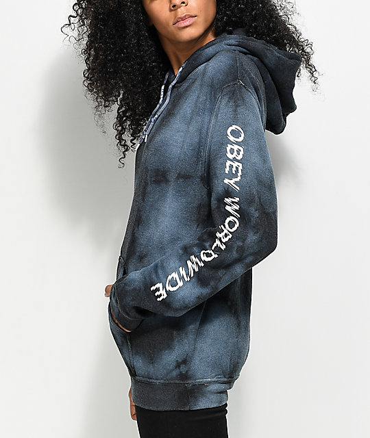 Obey Static Worldwide Black Tie Dye Hoodie Zumiez.ca