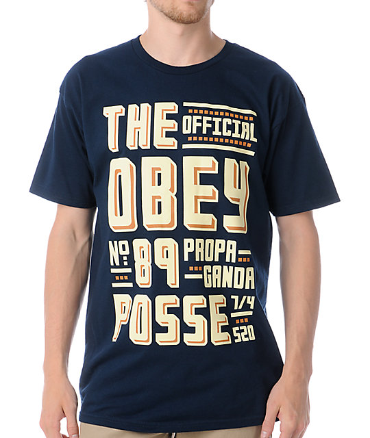 obey shirt blue