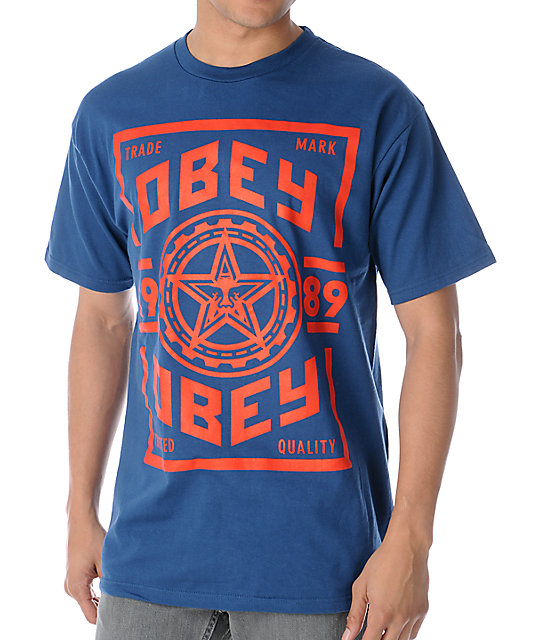 obey shirt blue