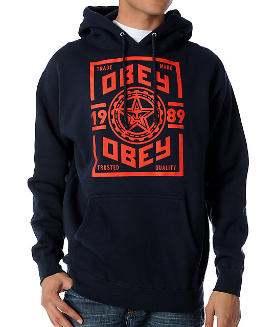 Obey Trusted Quality Navy Hoodie Zumiez