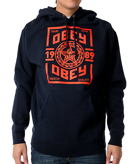 Obey Trusted Quality Navy Pullover Hoodie Zumiez