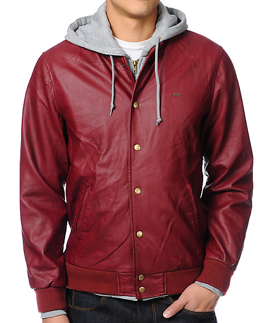 Obey Mens Leather Jacket Zumiez Cairoamani Com Obey Varsity Legend Burdy Hooded Jacket At Zumiez Pdp