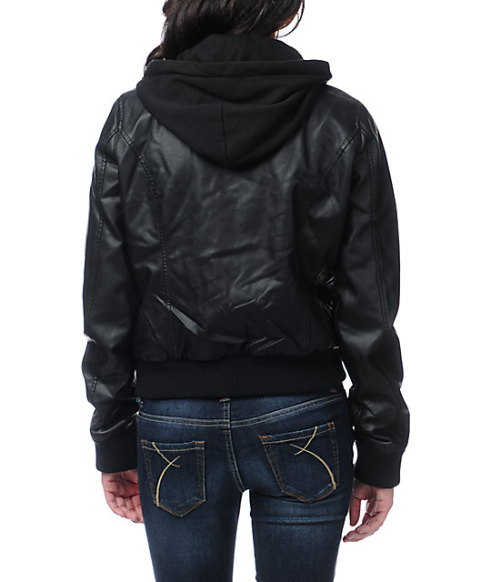 Obey Varsity Lover Black Faux Leather Jacket Zumiez