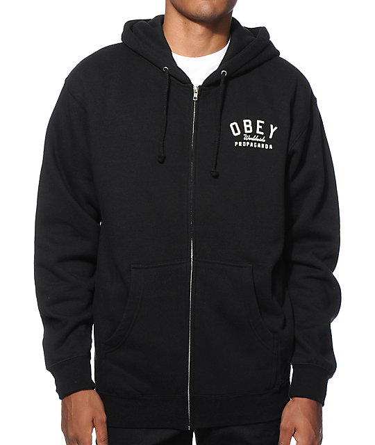 Obey Worldwide Propaganda Zip Up Hoodie Zumiez