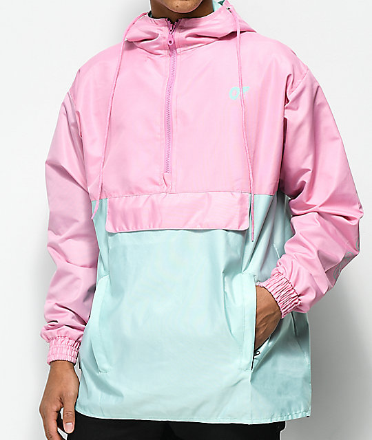 odd future colorblock pink & white hoodie