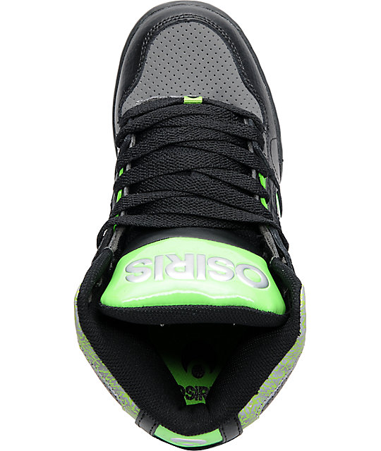 Osiris Kids NYC 83 Black, Charcoal & Lime Green Skate Shoes Zumiez