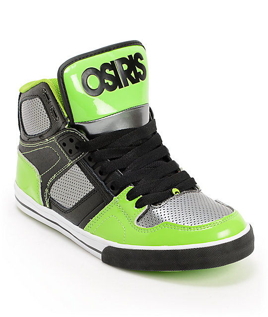 Osiris Kids NYC 83 Black, Gun metal, & Lime Skate Shoes Zumiez