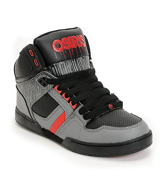 Osiris Kids NYC 83 Black Drip, Grey & Red Skate Shoes at Zumiez PDP