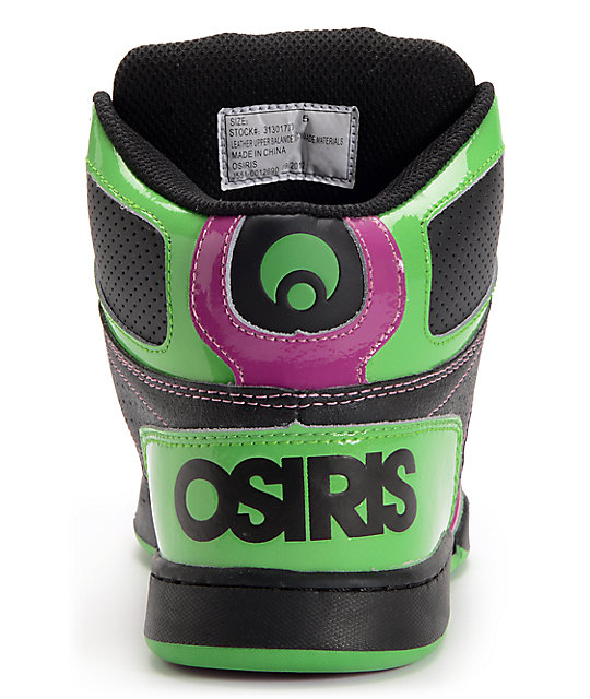 Osiris Kids NYC 83 Purple, Black & Lime Skate Shoes Zumiez