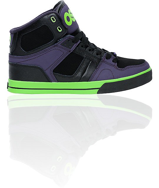 Osiris NYC 83 VLC Black, Purple, & Lime Green Skate Shoes Zumiez