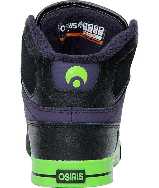 Osiris NYC 83 VLC Black, Purple, & Lime Green Skate Shoes Zumiez
