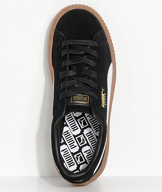 puma suede platform black white & gum shoes