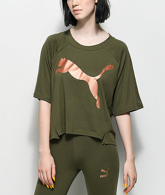 puma olive green tshirt