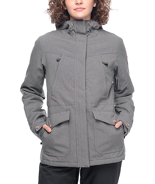 PWDR Room Becca Grey Textured Snowboard Jacket Zumiez