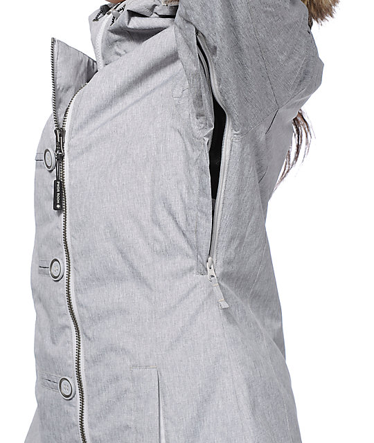 PWDR Room Ravine Grey 10K Snowboard Jacket Zumiez