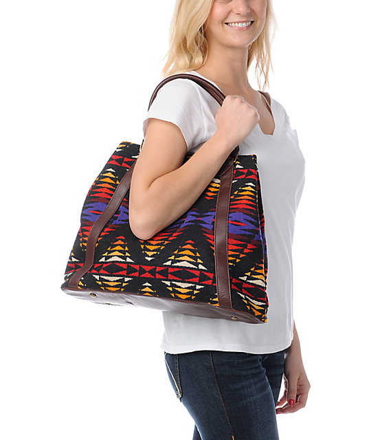 Pendleton Native Print Leather Tote Bag Zumiez 