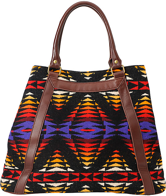 Pendleton Native Print Leather Tote Bag Zumiez