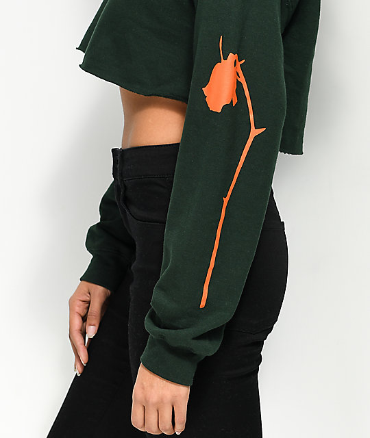 Petals by Petals & Peacocks Thanks For Nothing Green Crop Hoodie Zumiez