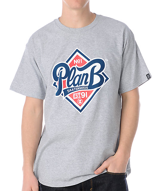 Plan B Crest Heather Grey T-Shirt | Zumiez