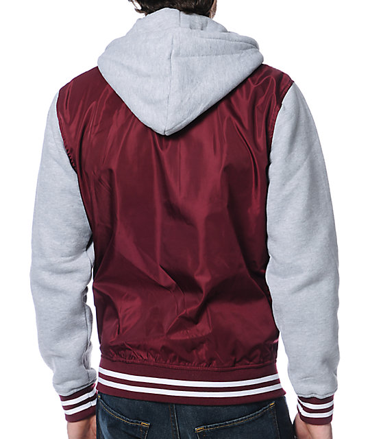 Plan B Scholar Burgundy Hooded Varsity Jacket | Zumiez