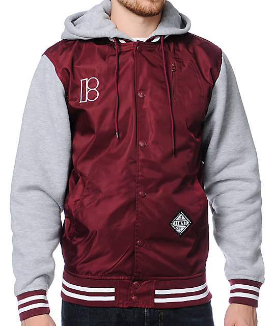 Plan B Scholar Burgundy Hooded Varsity Jacket Zumiez