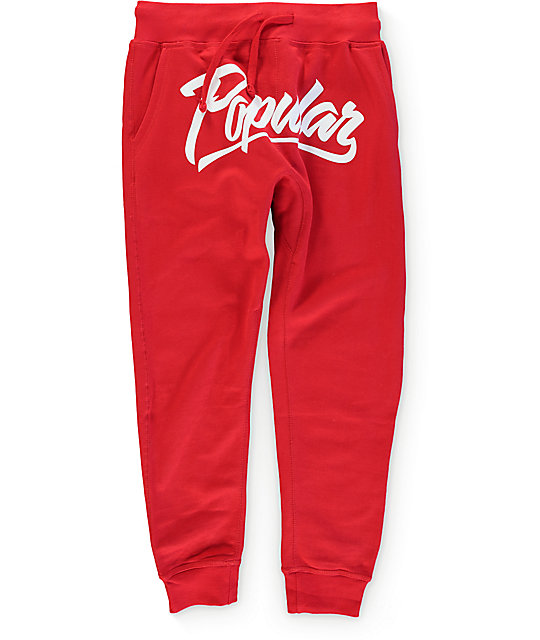 red joggers pants