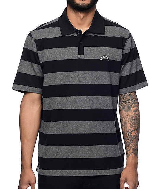 black and white stripe polo