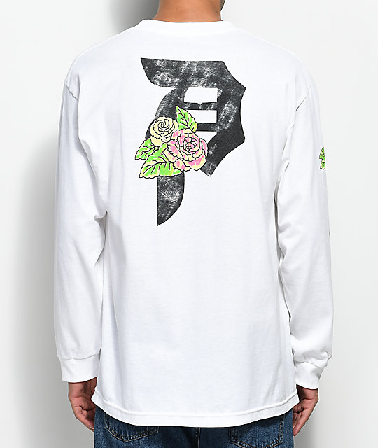 Primitive Floral White Long Sleeve TShirt Zumiez