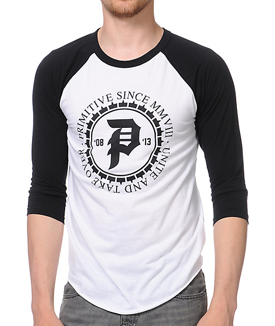 Primitive Unity White and Black Baseball T-Shirt | Zumiez